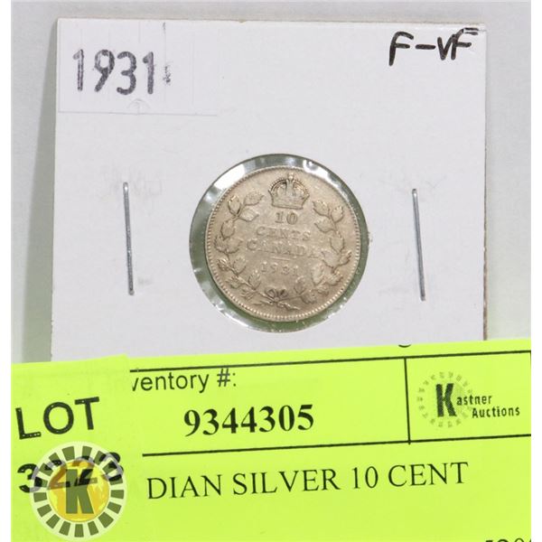 1931 CANADIAN SILVER 10 CENT COIN