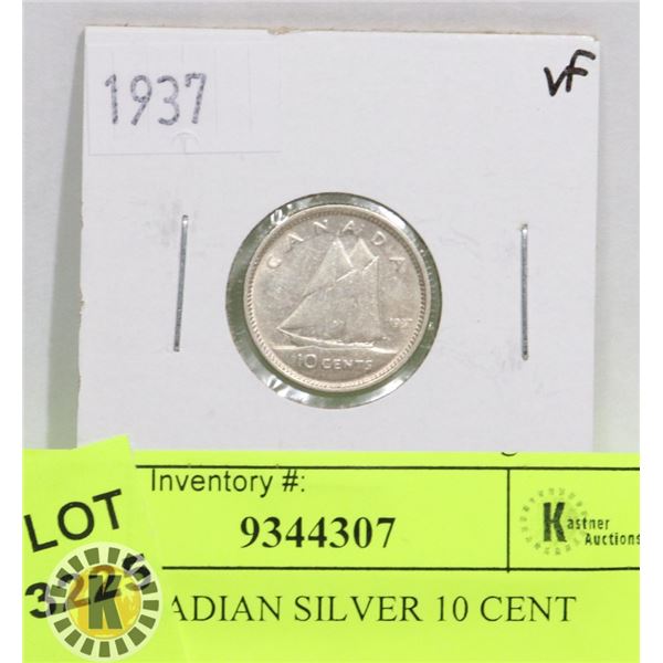 1937 CANADIAN SILVER 10 CENT COIN