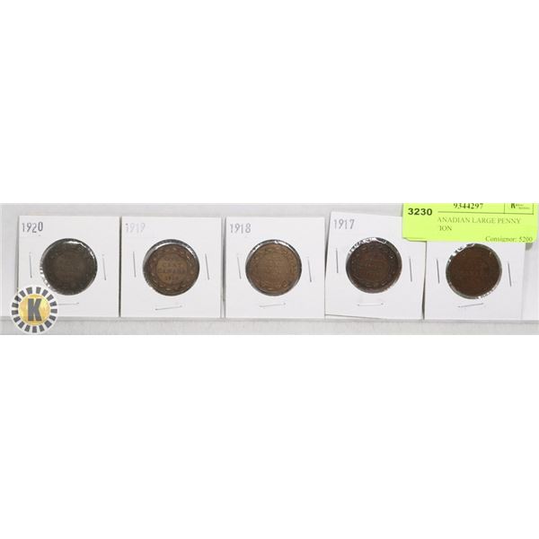 5 COIN CANADIAN LARGE PENNY COLLECTION