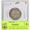Image 1 : 1917 NEWFOUNDLAND SILVER 25 CENT COIN