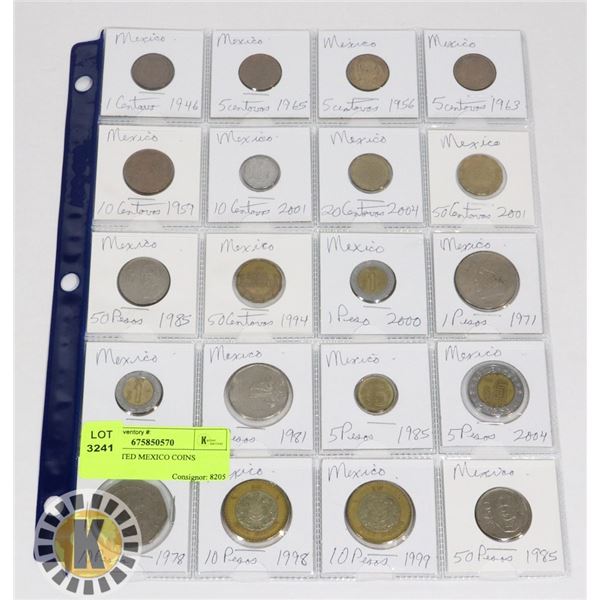 20 ASSORTED MEXICO COINS