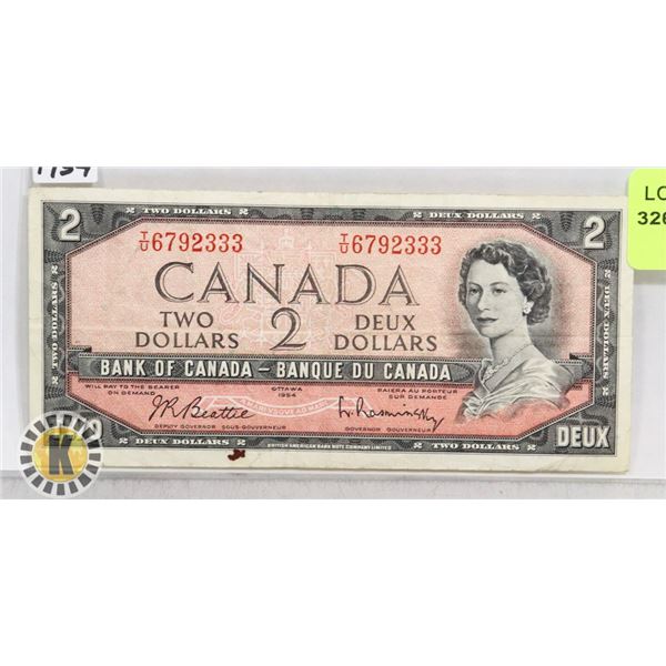 1954 CANADIAN $2 BANK NOTE
