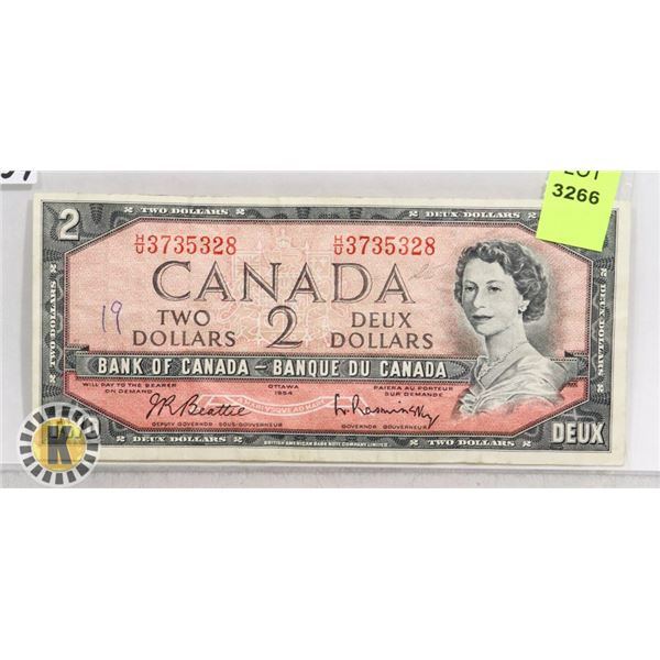1954 CANADIAN $2 BANK NOTE