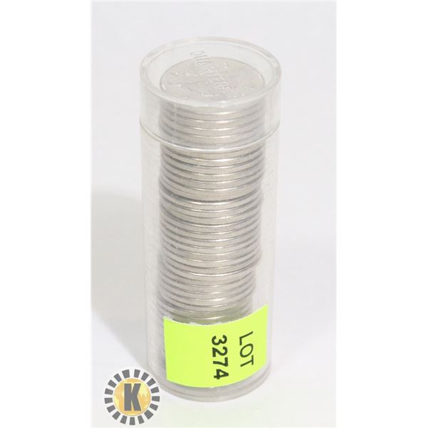 TUBE OF CANADIAN NICKELS, ALL APPEAR TO BE 1964
