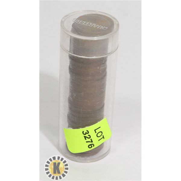 TUBE OF CANADIAN PENNIES, ALL APPEAR TO BE FROM