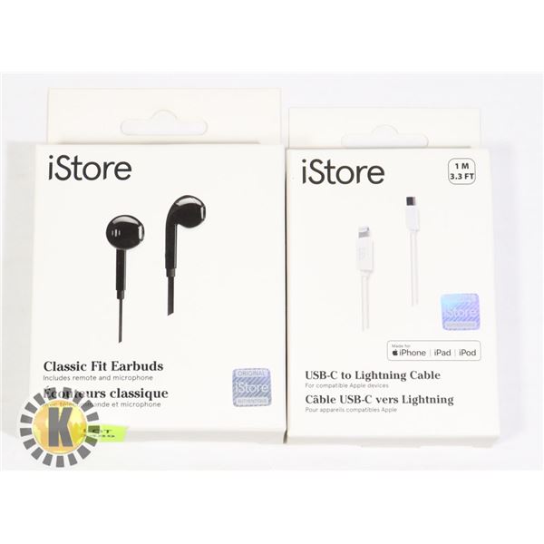 ISTORE LIGHTNING CABLE AND EARBUD