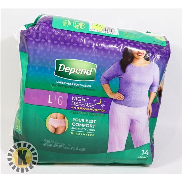 PACK OF DEPENDS FOR WOMEN SIZE LARGE