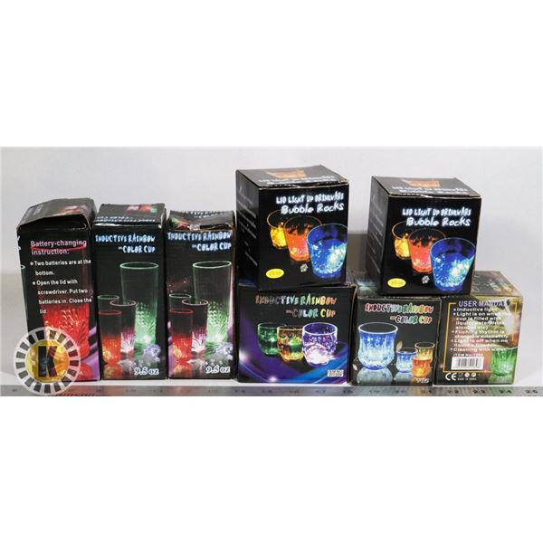 8  INDUCTIVE RAINBOW COLOR CUPS- ASSORTED SIZE