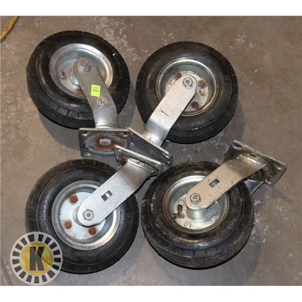 LOT OF 4 AIR FILLED TIRE CASTORS