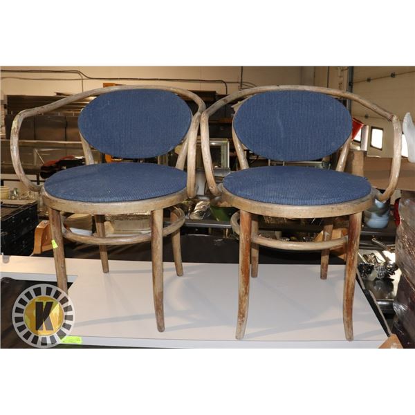 PAIR OF VINTAGE WOOD/ FABRIC CHAIRS