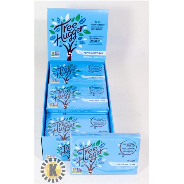 BOX OF TREE HUGGER PEPPERMINT GUM - 12 PACKS