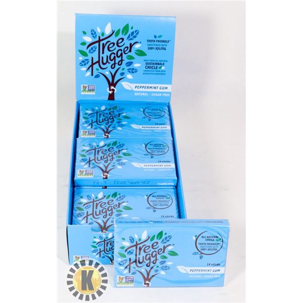 BOX OF TREE HUGGER PEPPERMINT GUM - 12 PACKS