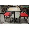 Image 1 : 2 SHORT RESTAURANT CHAIRS AND 1 SHORT TABLE