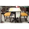 Image 1 : 2 SHORT RESTAURANT CHAIRS AND 1 SHORT TABLE