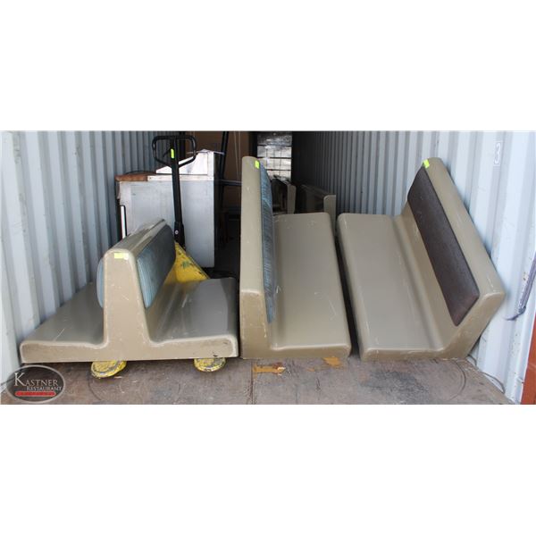 LOT OF 2 FIBERGLASS 42" SECTIONS OF BOOTH SEATING
