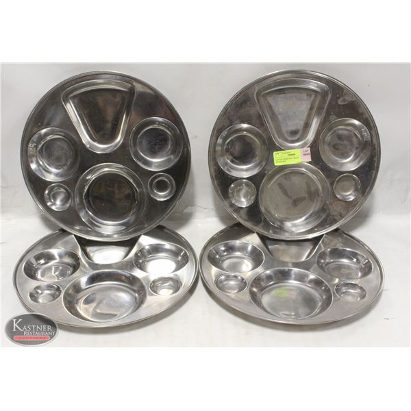 LOT OF 4 SERVING TRAYS STAINLESS