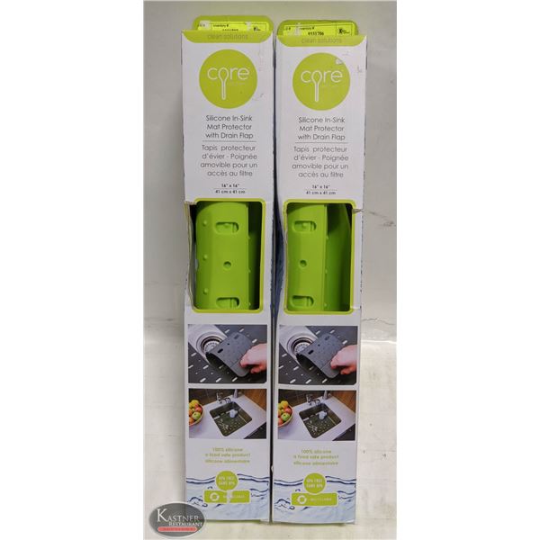 LOT OF 2 NEW SILICONE IN-SINK MAT PROTECTOR W/