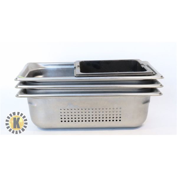 THREE STAINLESS STEEL SLOTTED INSERTS AND ONE