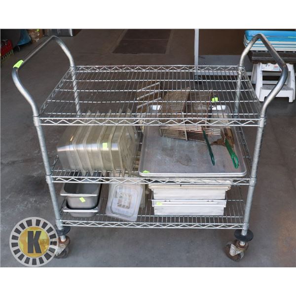 METAL ROLLING KITCHEN CART (APPROX. 36" LONG)