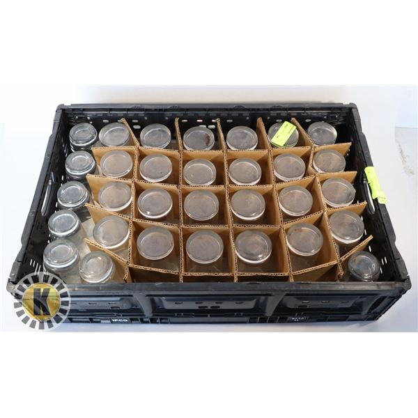 31 GLASS CUPS IN BLACK CASE/RACK