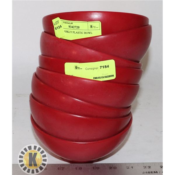 8 RED SPARKLY PLASTIC BOWL