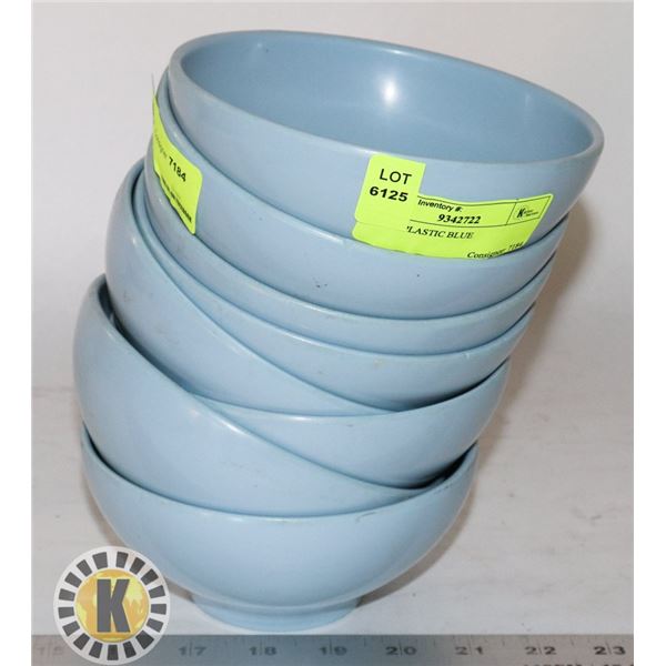 8 BLUE PLASTIC BOWLS