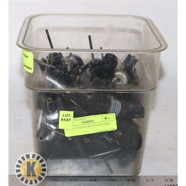 SMALL TOTE OF BOTTLE POURER