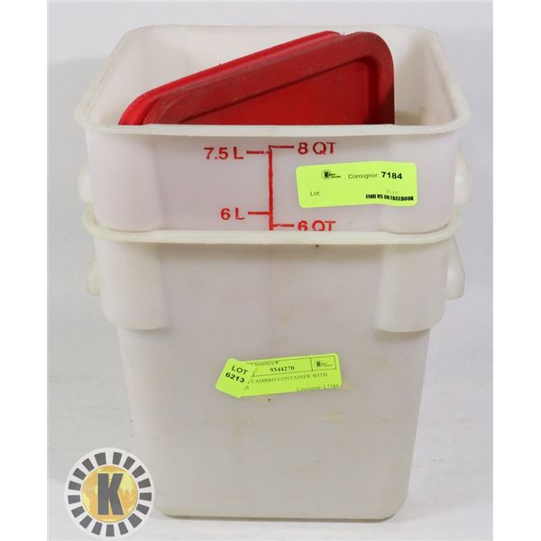 2 8QT CAMBRO CONTAINER WITH LIDS
