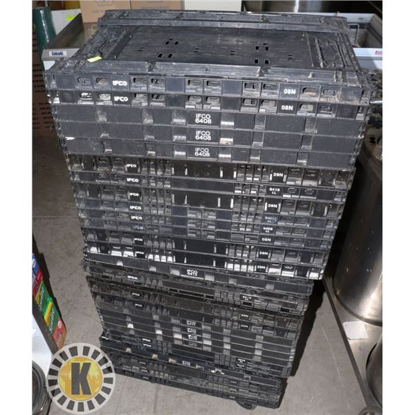 LARGE STACK OF ASSORTED SIZE COLLAPSIBLE STORAGE