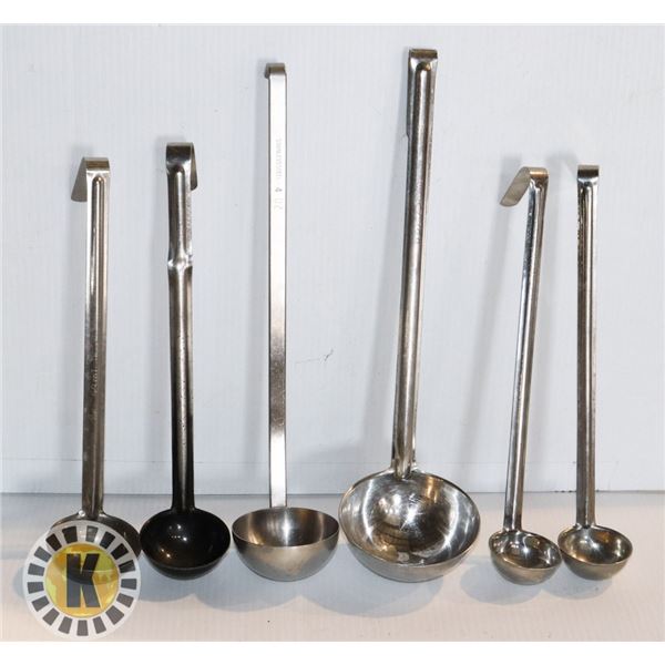 6 VARIOUS LADLES- 1OZ, 2OZ, 4OZ