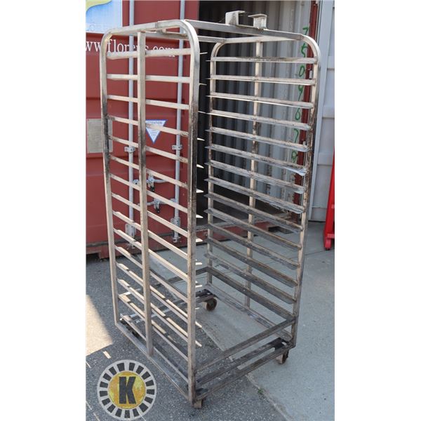 DOUBLE SIZE BAKERS RACK ON WHEELS