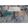 Image 1 : 2 SHORT RESTAURANT CHAIRS AND 1 SHORT TABLE