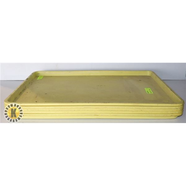 5 LARGE YELLOW PLASTIC TRAYS