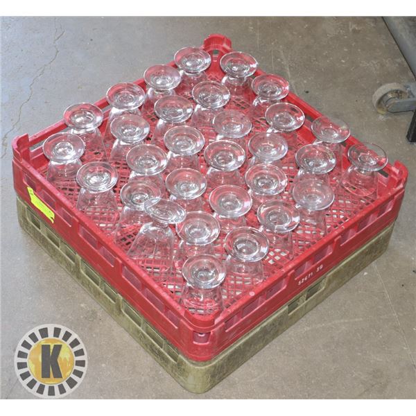 30 GLASS CUPS AND DISH RACKS