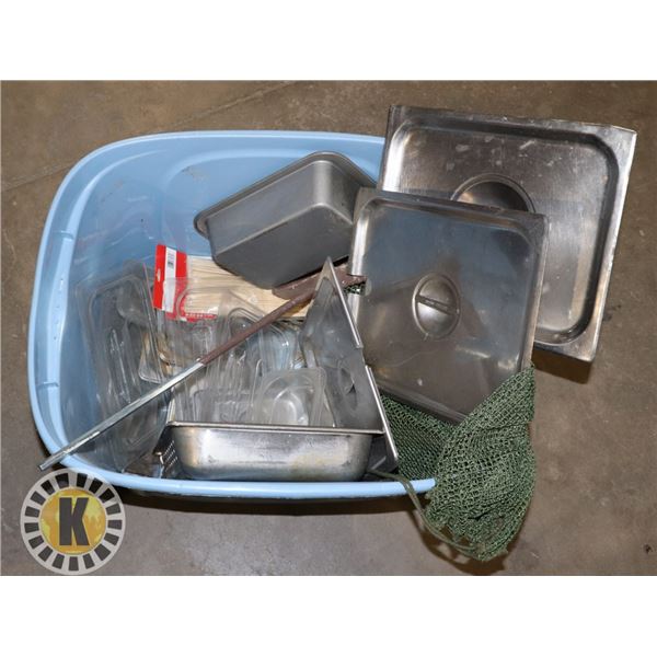 TOTE OF KITCHEN UTENSILS