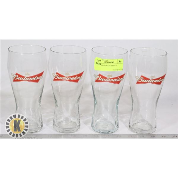 SET OF 4 BUDWEISER PINTS