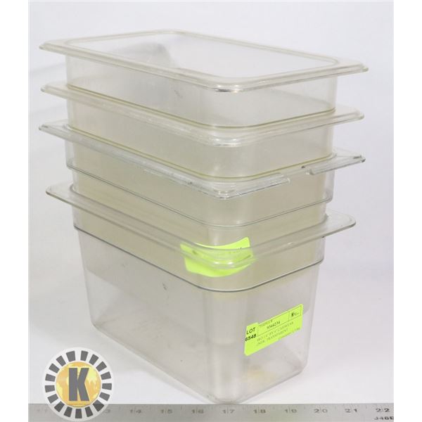 4 CAMBRO 1/4" BY 6" CAMWEAR CONTAINER- TRANSPARENT
