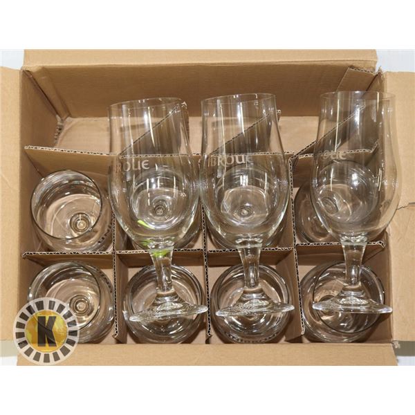 BOX OF 11 UNIBROUE 16.OZ GLAS CUPS