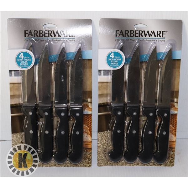 TWO NEW 4 PC FARBERWARE STEAK KNIVES