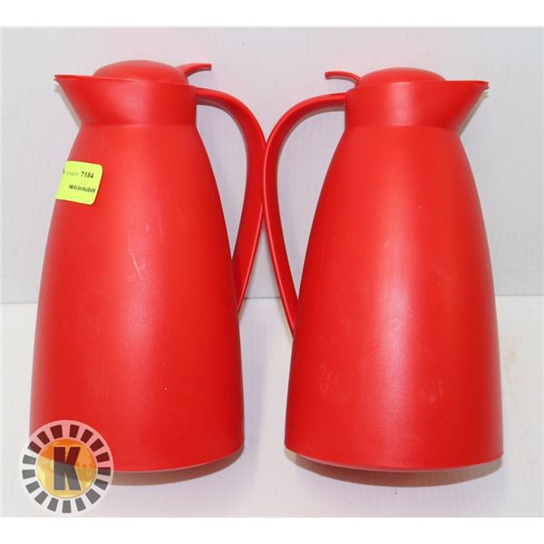 2 RED INSULATED COFFEE OR CONDIMENT HOLDERS