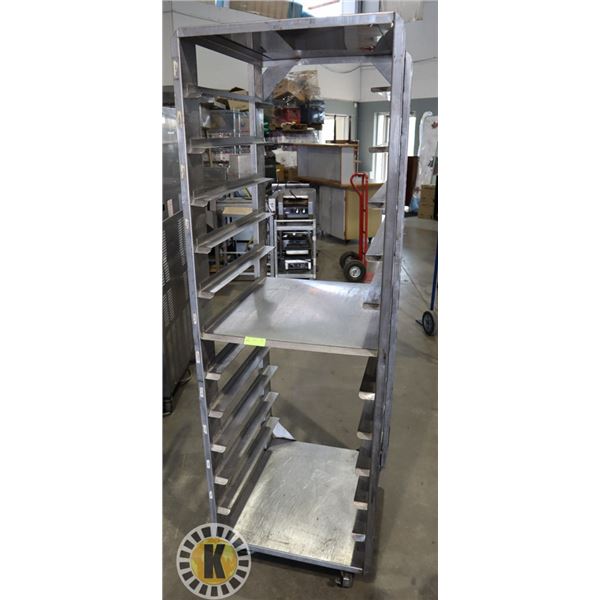 STAINLESS STEEL WHEELED BAKERS RACK WITH 11