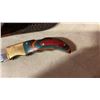 Image 8 : NEW 18 INCH MACHETE W/ SHEATHH, COLUMBIA FOLDING KNIFE, AND FOLDING POCKET KNIFE W/ LEATHER SHEATH