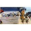 Image 1 : TOTE OF BLUE AND WHITE EASTERN VASES, WOOD CARVED DOLPHIN AND FIGURE, COLLECTABLES