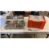 Image 1 : ORANGE 3 DRAWER ORGANIZER AND ACRYLIC ORGANIZER OF BEAD MAKING JEWELRY