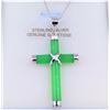 Image 2 : NEW STERLING SILVER GENUINE JADEITE CROSS PENDANT W/ 18" STERLING CHAIN - RETAIL $450