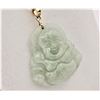 Image 3 : NEW 14KT YELLOW GOLD GENUINE JADEITE BUDDHA PENDANT W/ STERLING SILVER YELLOW GOLD PLATED CHAIN W/ A
