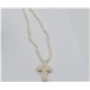 Image 2 : NEW BRASS GENUINE FRESHWATER PEARL CROSS NECKLACE W/ APPRAISAL $995