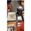 Image 2 : LOT OF VINTAGE BOOKS, LACE, SEWING NOTIONS AND CAT DRAWING, LASER ETCHED DEER PICTURE ON METAL