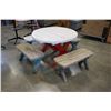 Image 1 : ROUND WOOD KIDS PATIO TABLE WITH 4 BENCHES