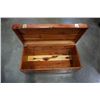 Image 4 : 2 FOOT WIDE 11 INCH TALL WOOD TRUNK WITH BRASS ACCENTS
